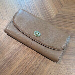 Coach Tri-Fold Wallet in Brass/Honey Brown